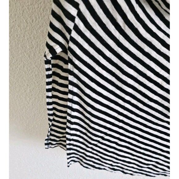 All Saints Tina T-Shirt Dress Size L Stripe Black Sleeveless Side-Slits Cotton - Picture 6 of 9